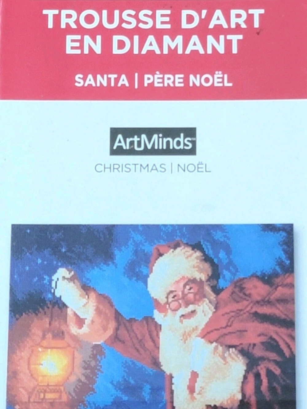 ArtMinds Diamond Art Gems Dots Craft Kit Santa Christmas Light 16"x 20" New